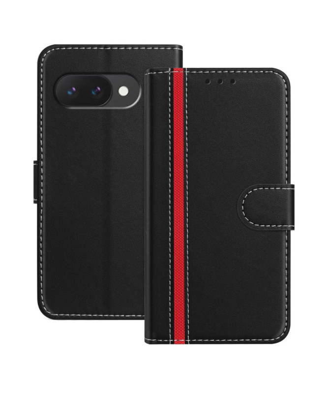 Housse Google Pixel 9a Portefeuille à Rabat Ligné avec Support Intégré