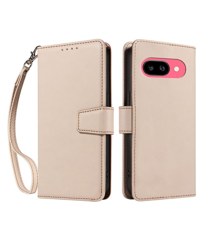 Housse Google Pixel 9a Cuir Portefeuille à Rabat avec Lanière