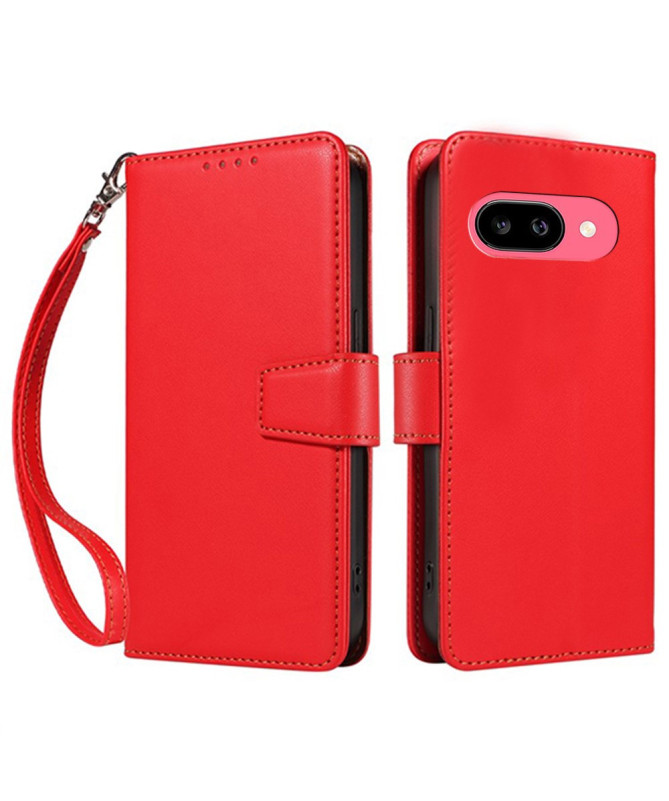 Housse Google Pixel 9a Cuir Portefeuille à Rabat avec Lanière