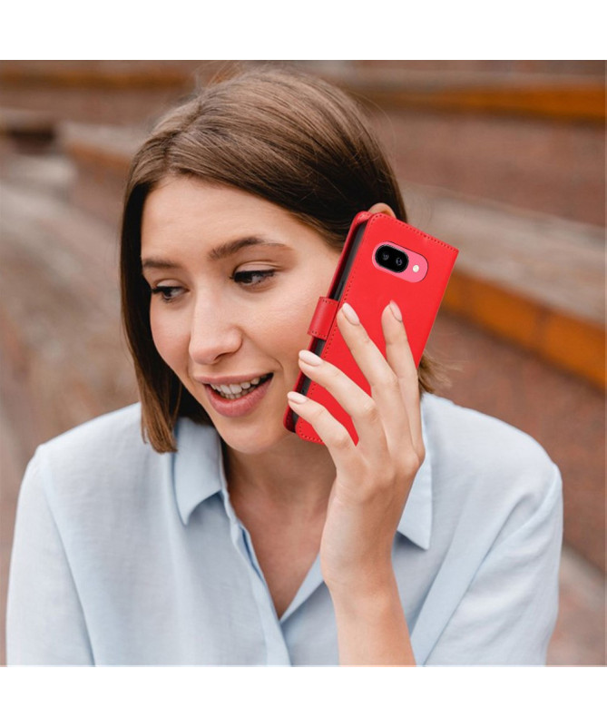 Housse Google Pixel 9a Cuir Portefeuille à Rabat avec Lanière
