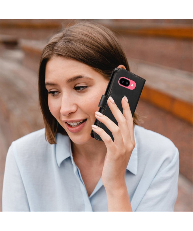 Housse Google Pixel 9a Cuir Portefeuille à Rabat avec Lanière
