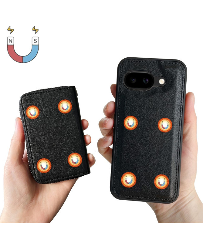 Coque Google Pixel 9a avec Porte-cartes Zippé Amovible et Lanière