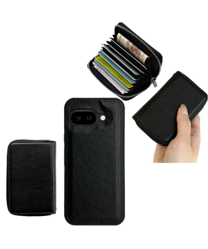 Coque Google Pixel 9a avec Porte-cartes Zippé Amovible et Lanière