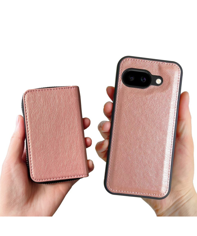 Coque Google Pixel 9a avec Porte-cartes Zippé Amovible et Lanière