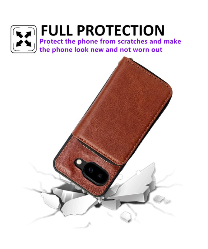 Coque Google Pixel 9a avec Porte-cartes Zippé Amovible et Lanière