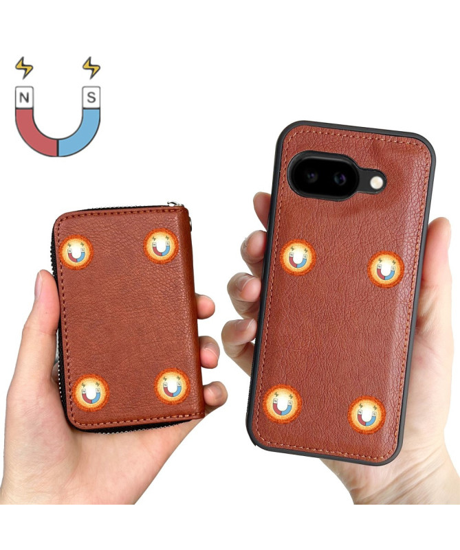 Coque Google Pixel 9a avec Porte-cartes Zippé Amovible et Lanière