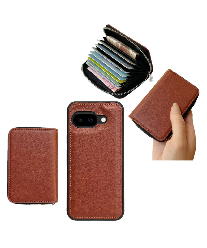 Coque Google Pixel 9a avec Porte-cartes Zippé Amovible et Lanière