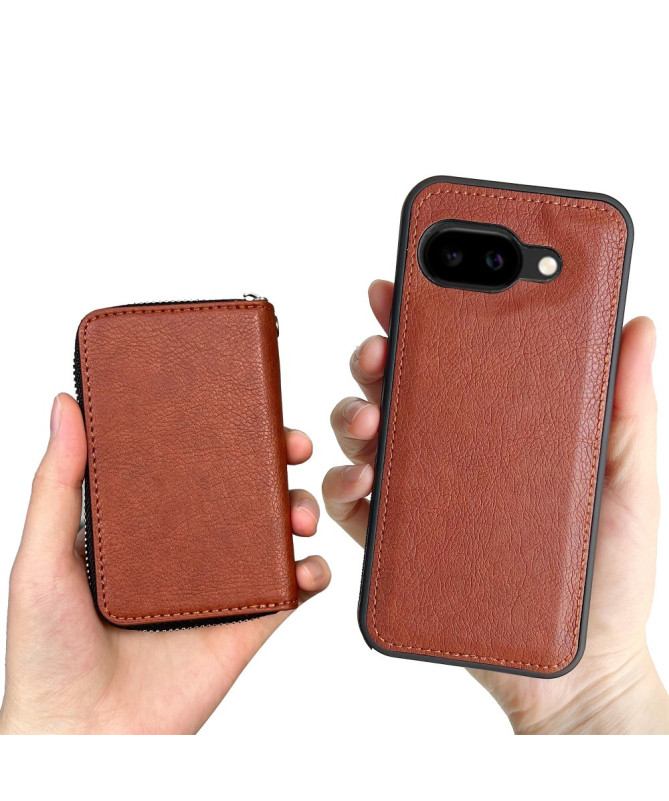 Coque Google Pixel 9a avec Porte-cartes Zippé Amovible et Lanière
