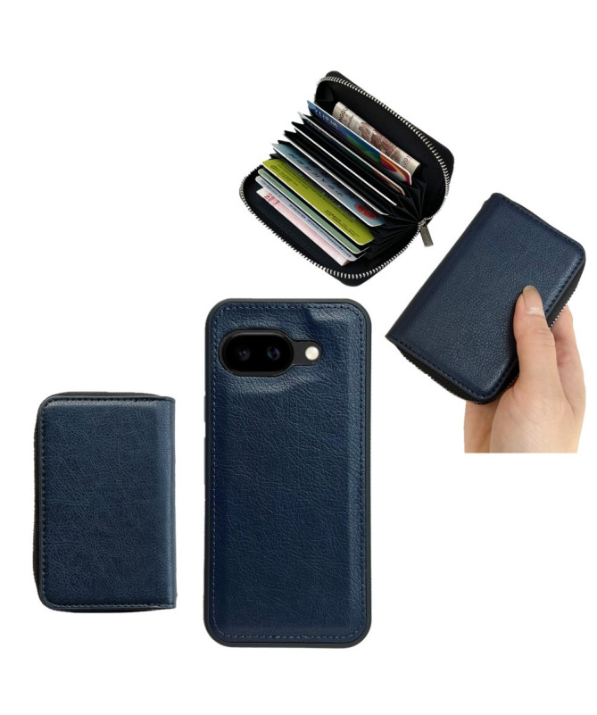 Coque Google Pixel 9a avec Porte-cartes Zippé Amovible et Lanière