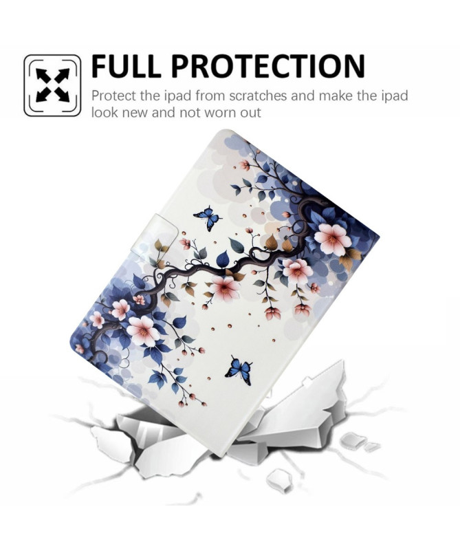 Housse iPad Air 11 / Pro 11 | Support Intégré & Design Fleurs Roses