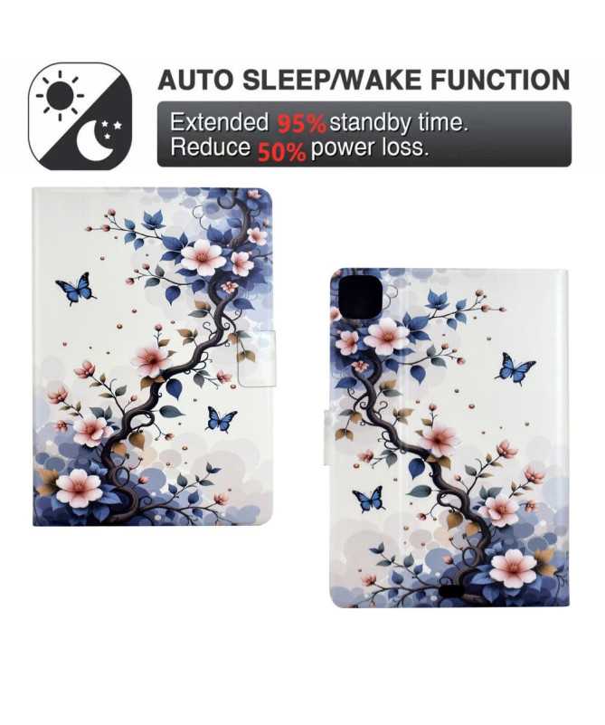 Housse iPad Air 11 / Pro 11 | Support Intégré & Design Fleurs Roses