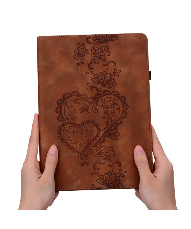 Housse iPad Air 11 (2025/2024) Coeur Gravé, Support et Rangement