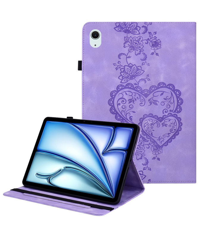 Housse iPad Air 11 (2025/2024) Coeur Gravé, Support et Rangement