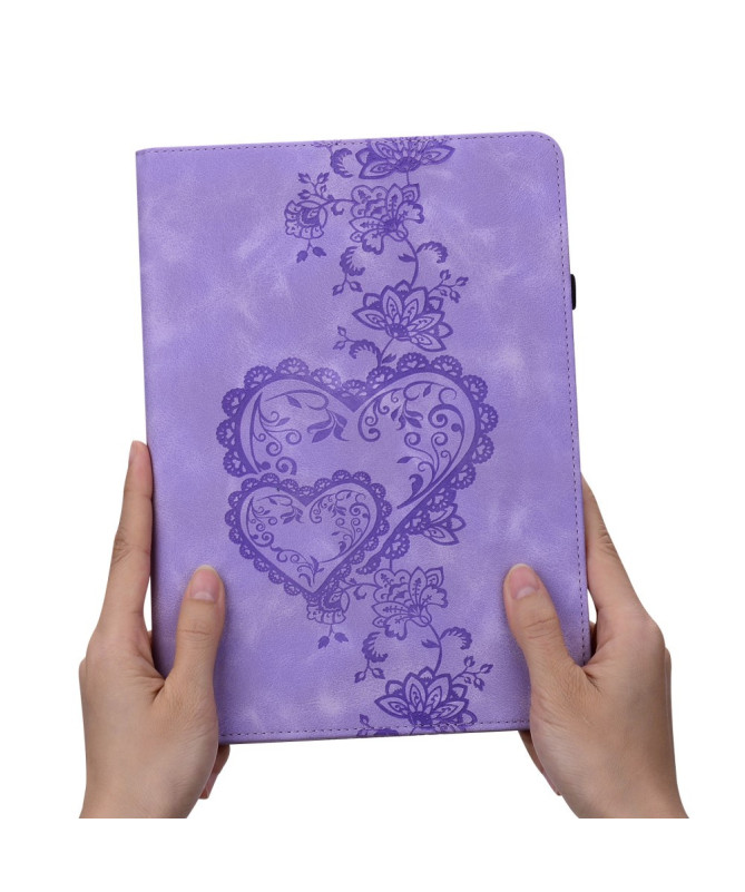 Housse iPad Air 11 (2025/2024) Coeur Gravé, Support et Rangement