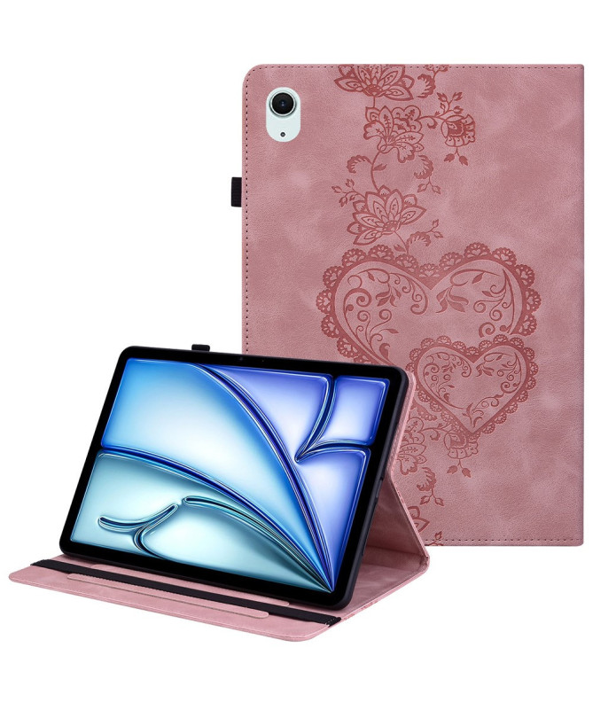 Housse iPad Air 11 (2025/2024) Coeur Gravé, Support et Rangement
