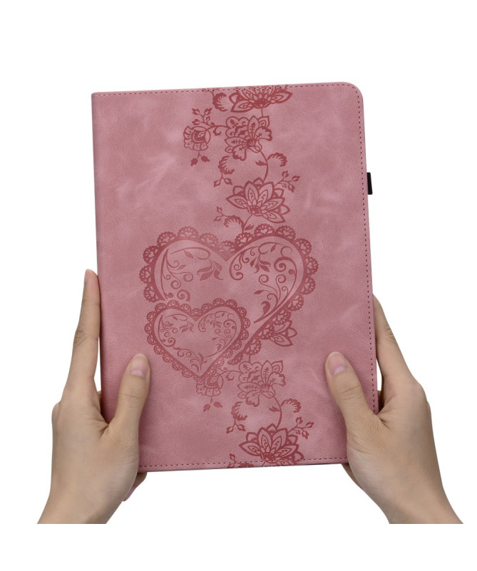 Housse iPad Air 11 (2025/2024) Coeur Gravé, Support et Rangement