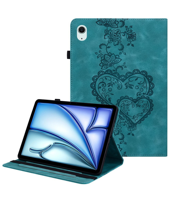 Housse iPad Air 11 (2025/2024) Coeur Gravé, Support et Rangement