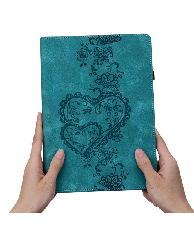 Housse iPad Air 11 (2025/2024) Coeur Gravé, Support et Rangement