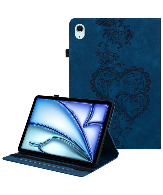 Housse iPad Air 11 (2025/2024) Coeur Gravé, Support et Rangement