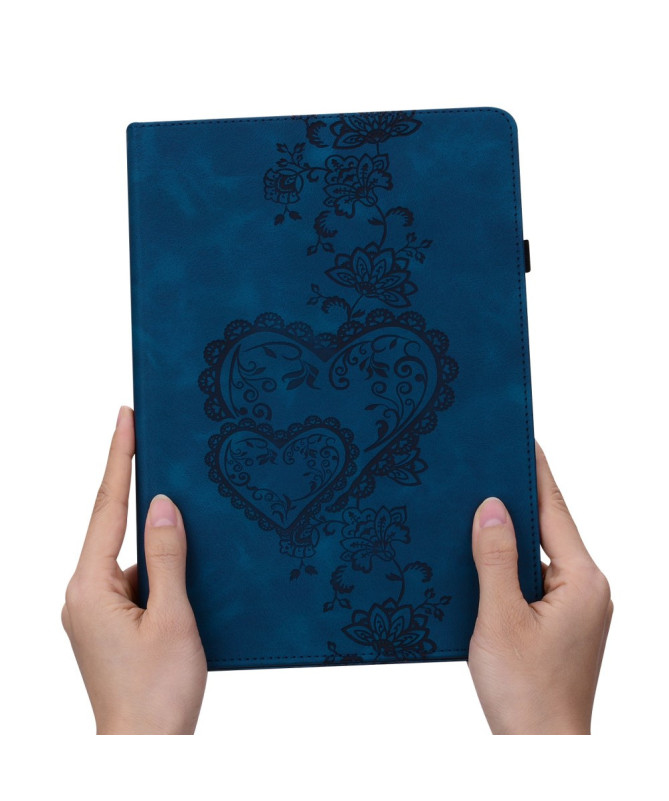 Housse iPad Air 11 (2025/2024) Coeur Gravé, Support et Rangement