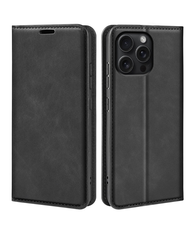 Étui iPhone 16 Pro simili cuir fonction stand