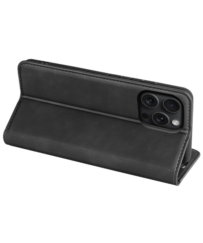 Étui iPhone 16 Pro simili cuir fonction stand