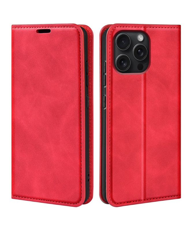 Étui iPhone 16 Pro simili cuir fonction stand