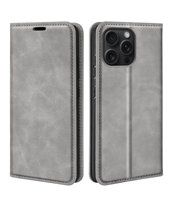 Étui iPhone 16 Pro simili cuir fonction stand