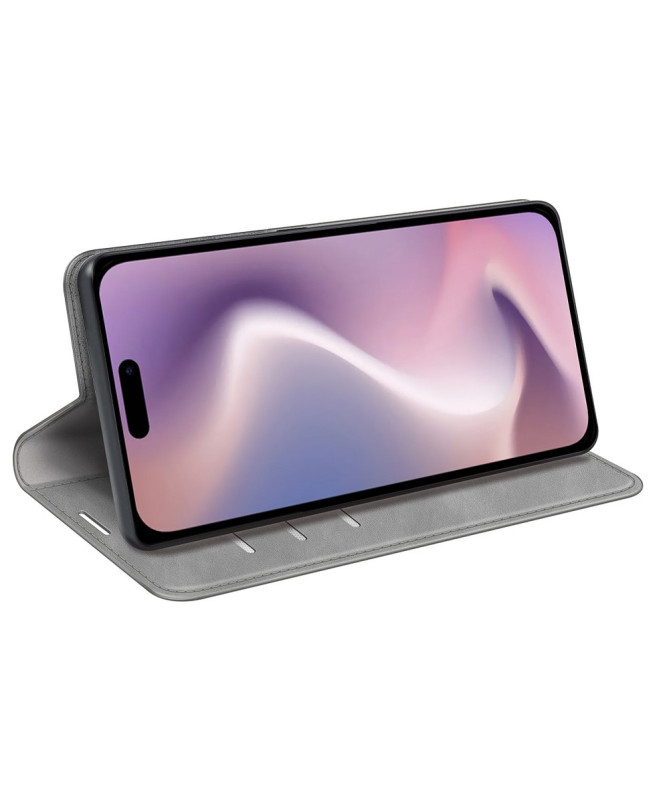 Étui iPhone 16 Pro simili cuir fonction stand