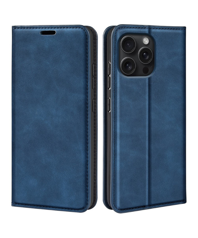 Étui iPhone 16 Pro simili cuir fonction stand