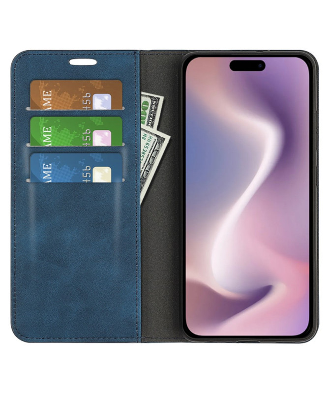 Étui iPhone 16 Pro simili cuir fonction stand