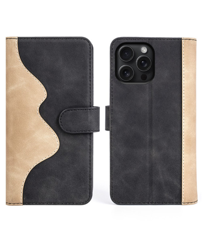 Housse iPhone 16 Pro Stand Folio Bicolore