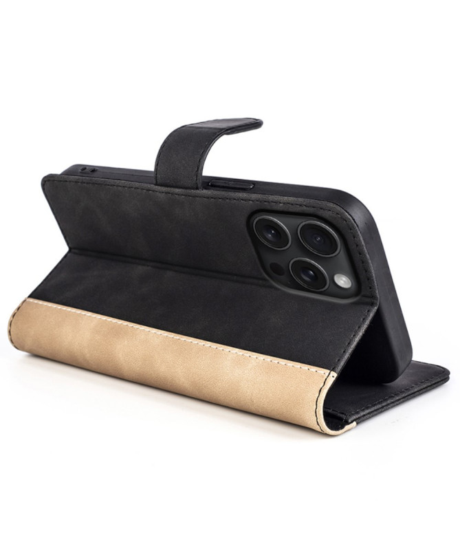 Housse iPhone 16 Pro Stand Folio Bicolore