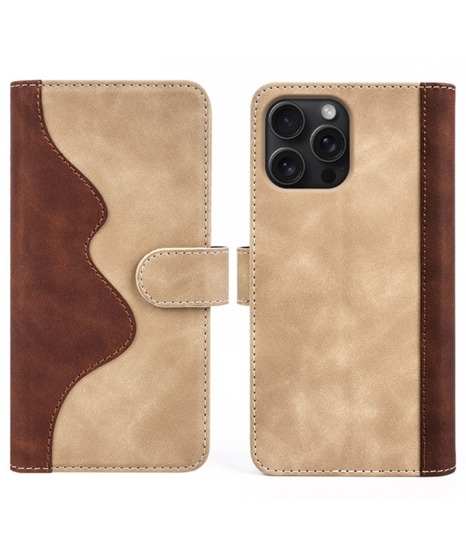Housse iPhone 16 Pro Stand Folio Bicolore