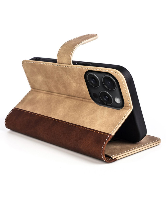 Housse iPhone 16 Pro Stand Folio Bicolore