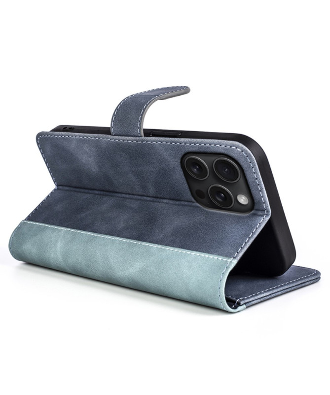 Housse iPhone 16 Pro Stand Folio Bicolore