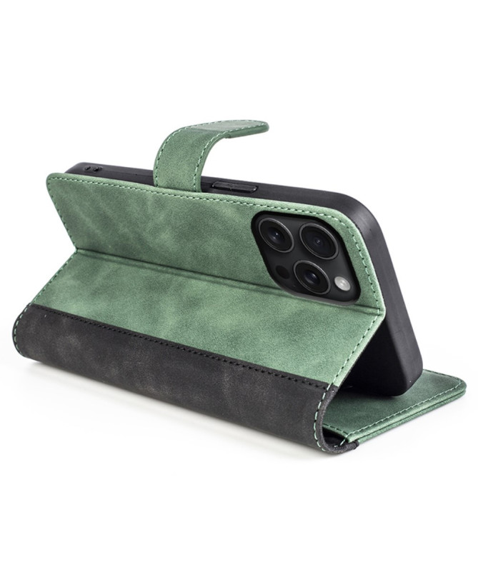Housse iPhone 16 Pro Stand Folio Bicolore