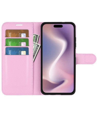 Housse iPhone 16 Pro portefeuille style cuir Rose - photo 7
