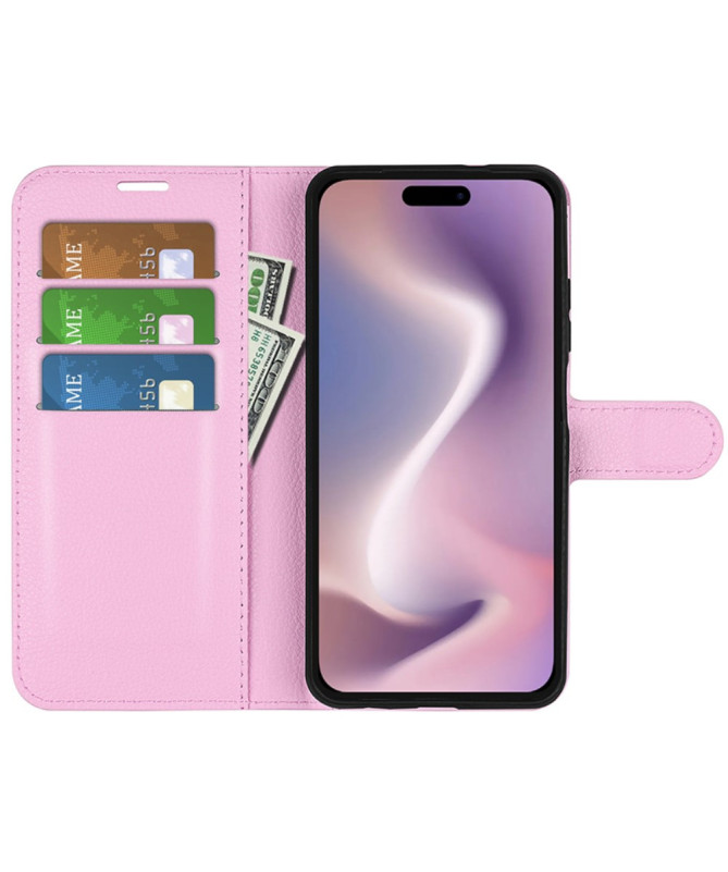 Housse iPhone 16 Pro portefeuille style cuir