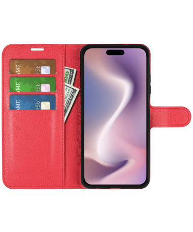 Housse iPhone 16 Pro portefeuille style cuir Rouge - photo 16