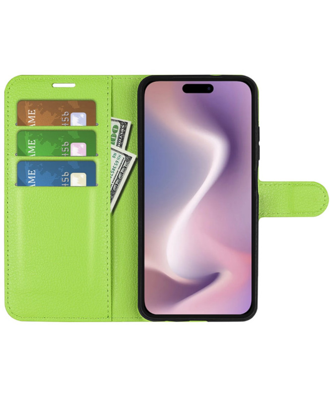 Housse iPhone 16 Pro portefeuille style cuir