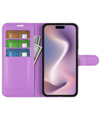 Housse iPhone 16 Pro portefeuille style cuir Violet - photo 32