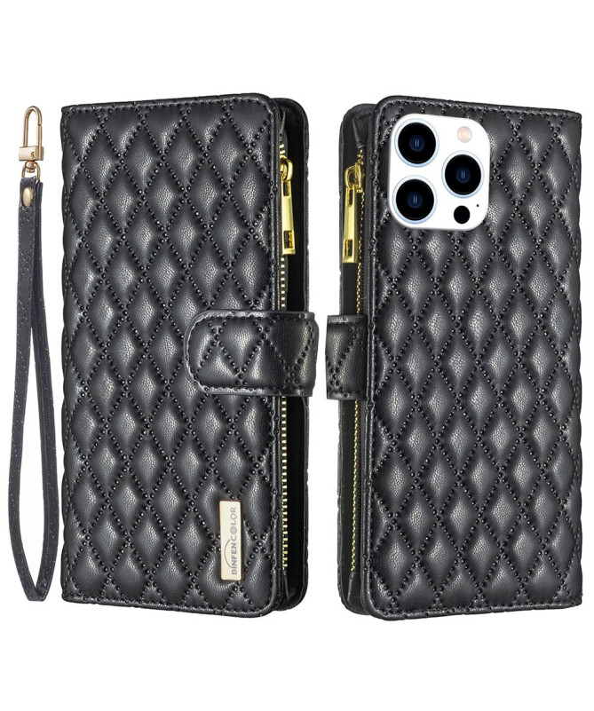 Housse iPhone 16 Pro Design Matelassé avec Poche Zippée