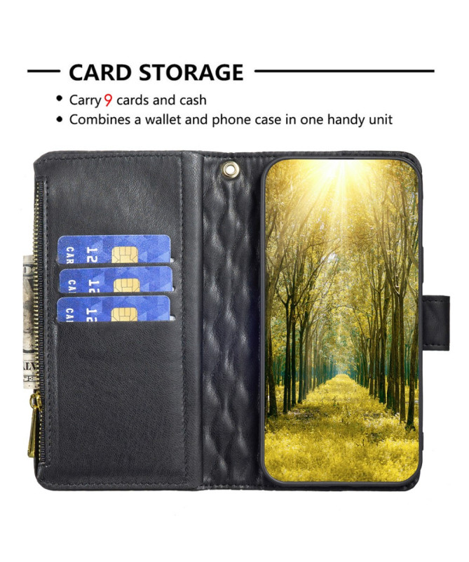 Housse iPhone 16 Pro Design Matelassé avec Poche Zippée