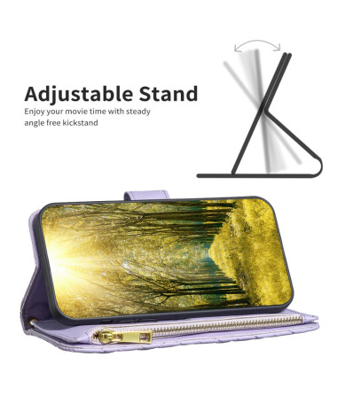Housse iPhone 16 Pro Design Matelassé avec Poche Zippée Violet clair - photo 7