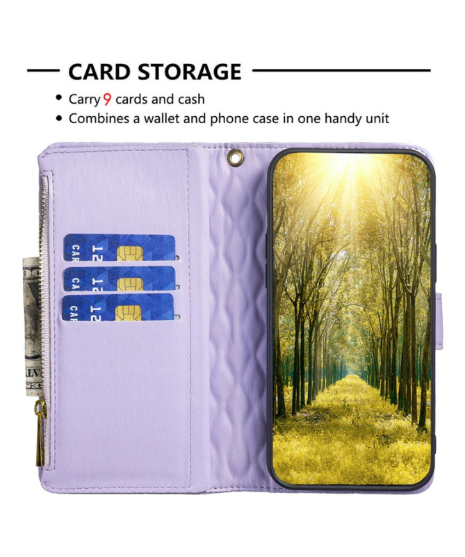 Housse iPhone 16 Pro Design Matelassé avec Poche Zippée