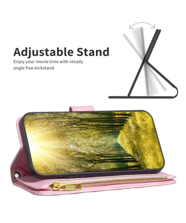 Housse iPhone 16 Pro Design Matelassé avec Poche Zippée Rose - photo 13