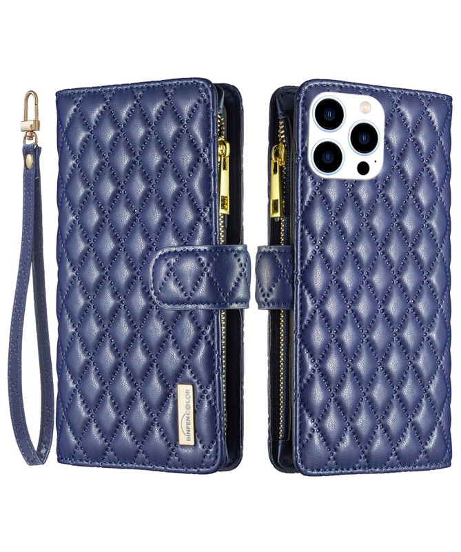 Housse iPhone 16 Pro Design Matelassé avec Poche Zippée