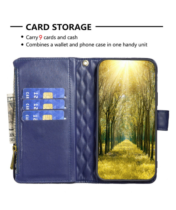 Housse iPhone 16 Pro Design Matelassé avec Poche Zippée