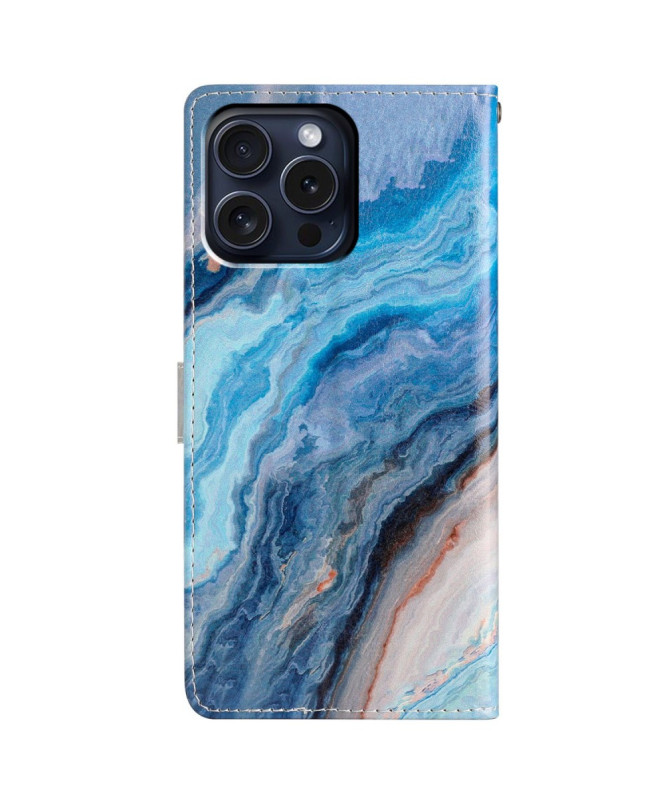 Housse iPhone 16 Pro Effet Marbre Bleu